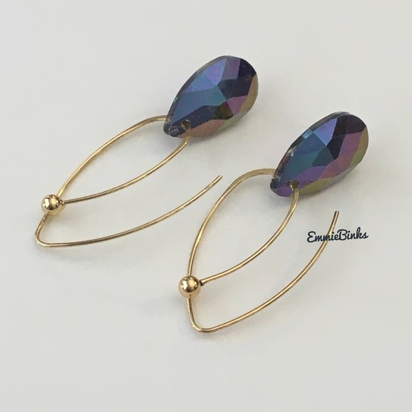 💥3/$28 New MultiColored Dimensional Rainbow Crystal Bead Drop Threader Earrings - Picture 6 of 15